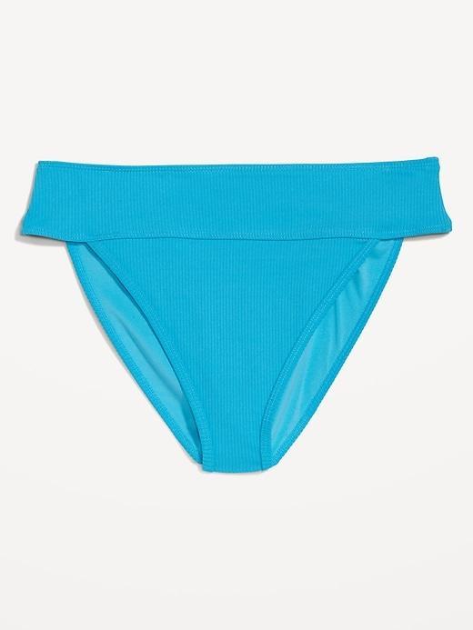 High-Waisted Ribbed French-Cut Bikini Swim Bottoms Product Image