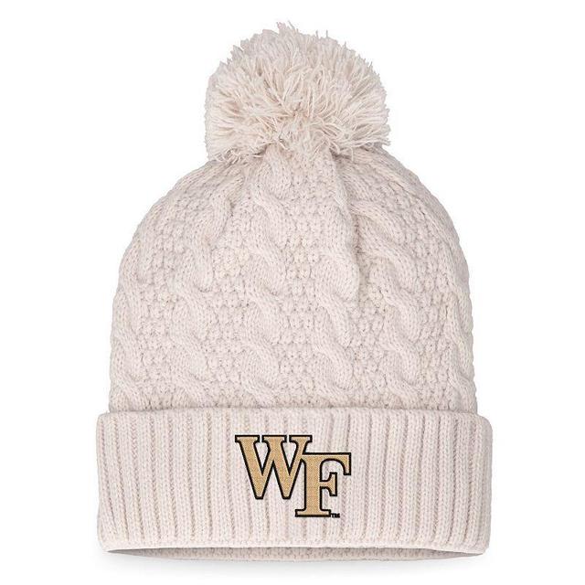 Womens Top of the World Cream Wake Forest Demon Deacons Pearl Cuffed Knit Hat with Pom Product Image