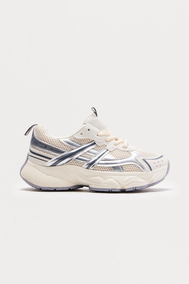 Cole Lace Up Sneakers - Cream Product Image