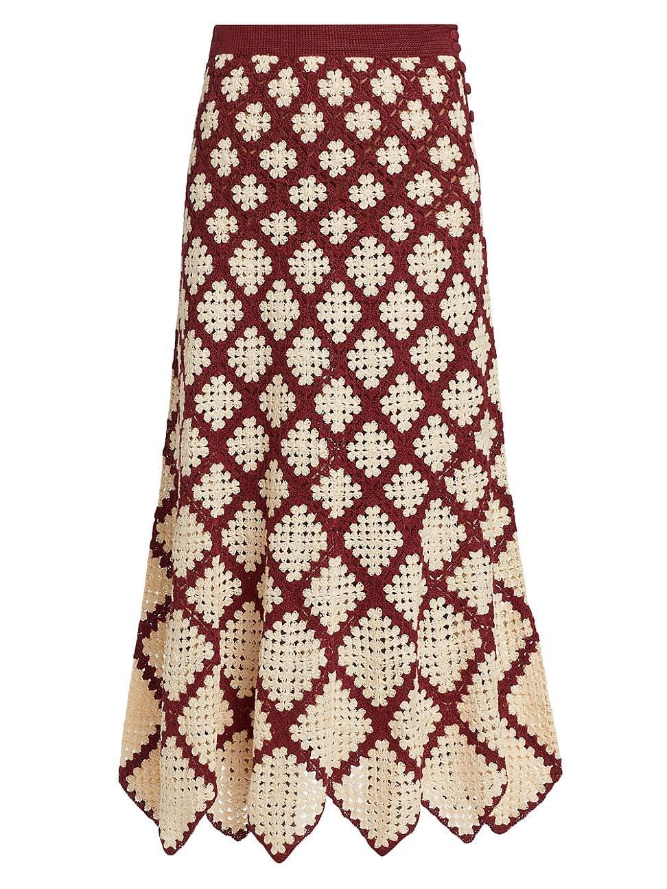 Womens Summer Geometric Crochet Midi-Skirt Product Image