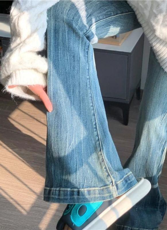 High Rise Washed Flared Jeans Product Image