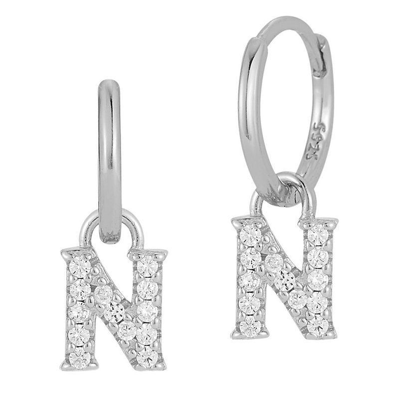 Sunkissed Sterling Cubic Zirconia Initial Drop Earrings, Womens, Silver Tone N Product Image