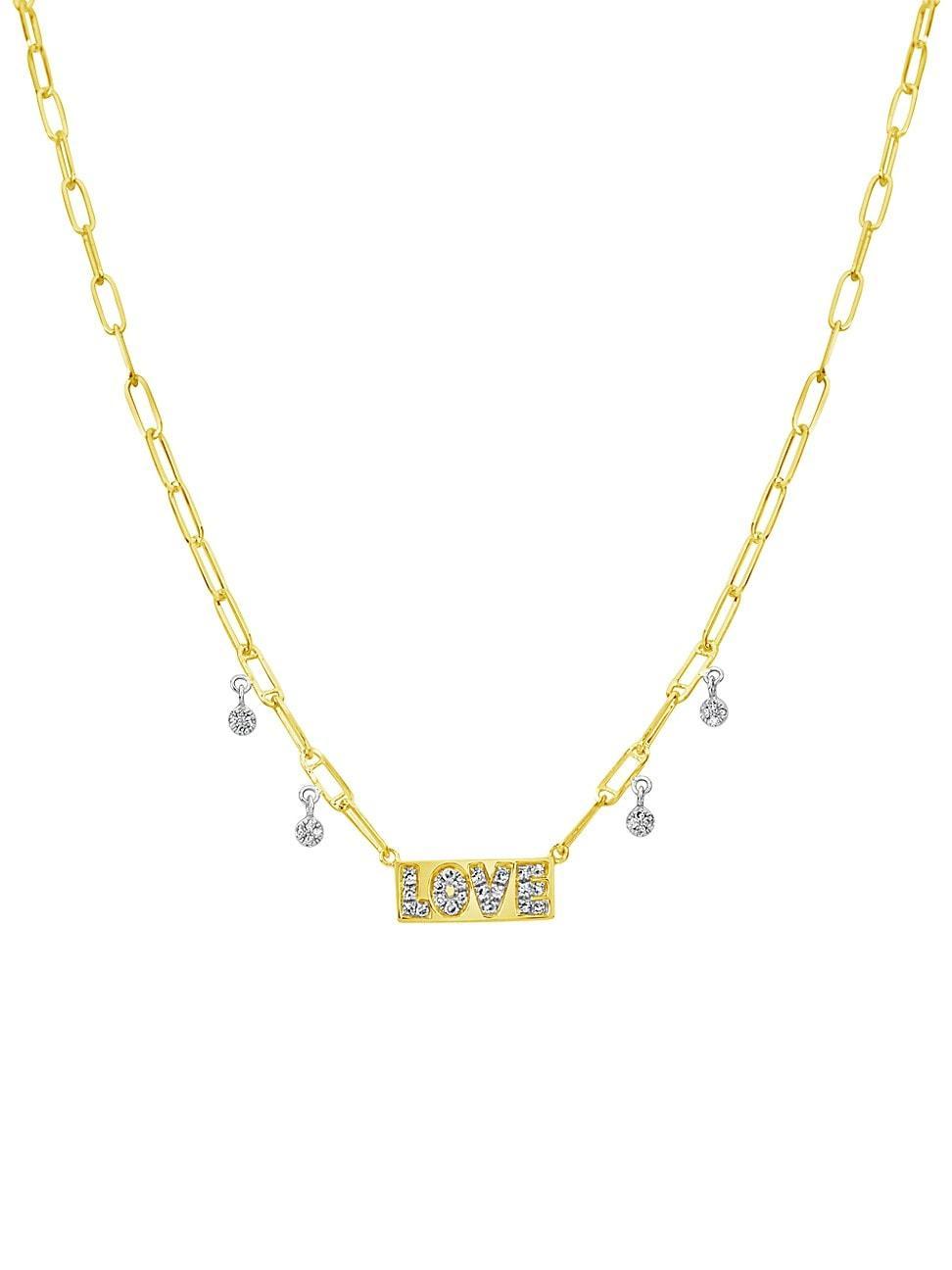 Womens Love Plate 14K Yellow & 0.15 TCW Diamond Pendant Necklace Product Image