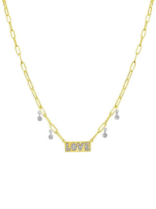 Womens Love Plate 14K Yellow & 0.15 TCW Diamond Pendant Necklace Product Image