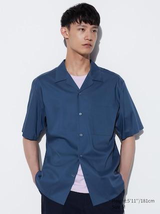 Open Collar Short-Sleeve Shirt Blue Medium UNIQLO US Product Image