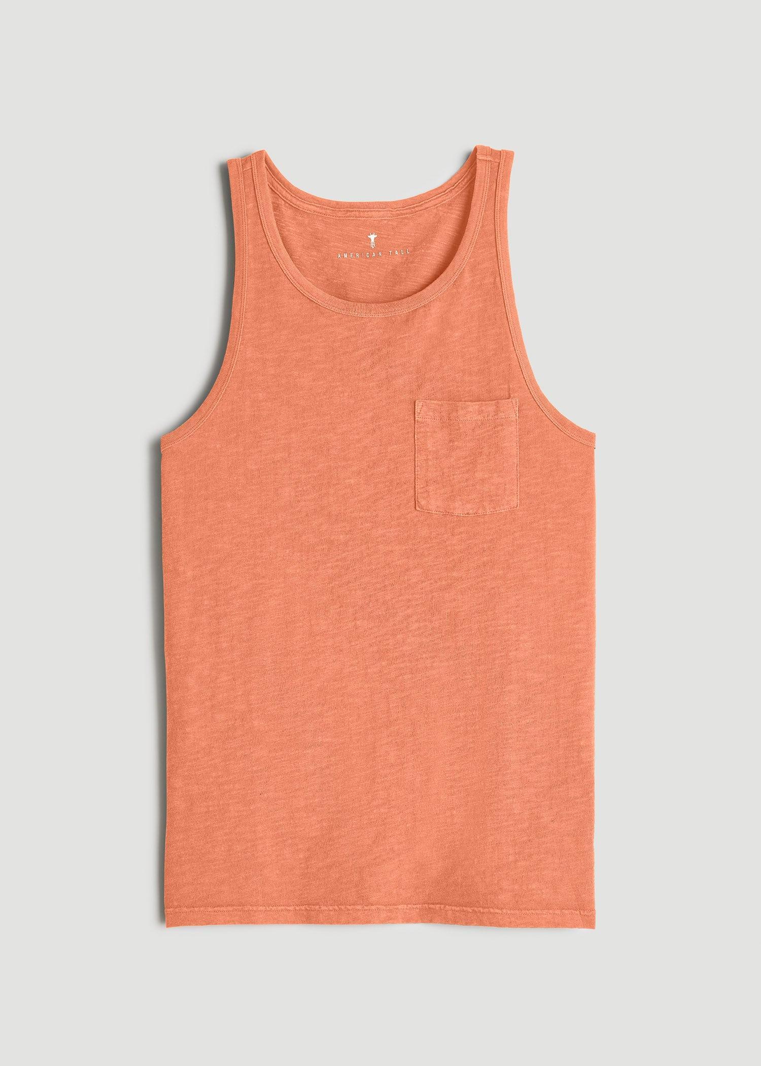 Garment Dyed Slub Pocket Tall Men's Tank Top in Apricot Crush Product Image