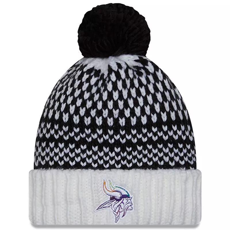 Womens New Era /White Minnesota Vikings 2023 NFL Crucial Catch Cuffed Pom Knit Hat Product Image