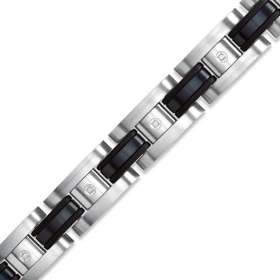 Men's 1/10 CT. T.w. Diamond Bracelet in Black IP Stainless Steel - 8.25" Product Image