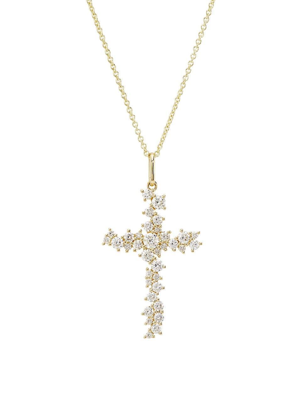 Womens Under The Sea 14K Yellow Gold & 0.91 TCW Diamond Cross Pendant Necklace Product Image