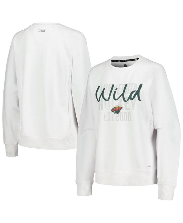 Womens Msx by Michael Strahan White Distressed Minnesota Wild Millie Pullover Sweatshirt Product Image