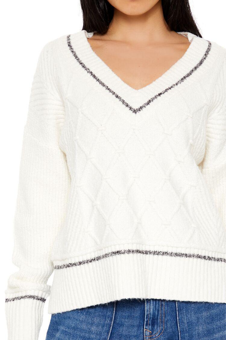 Cable Knit Two-Tone Sweater Product Image