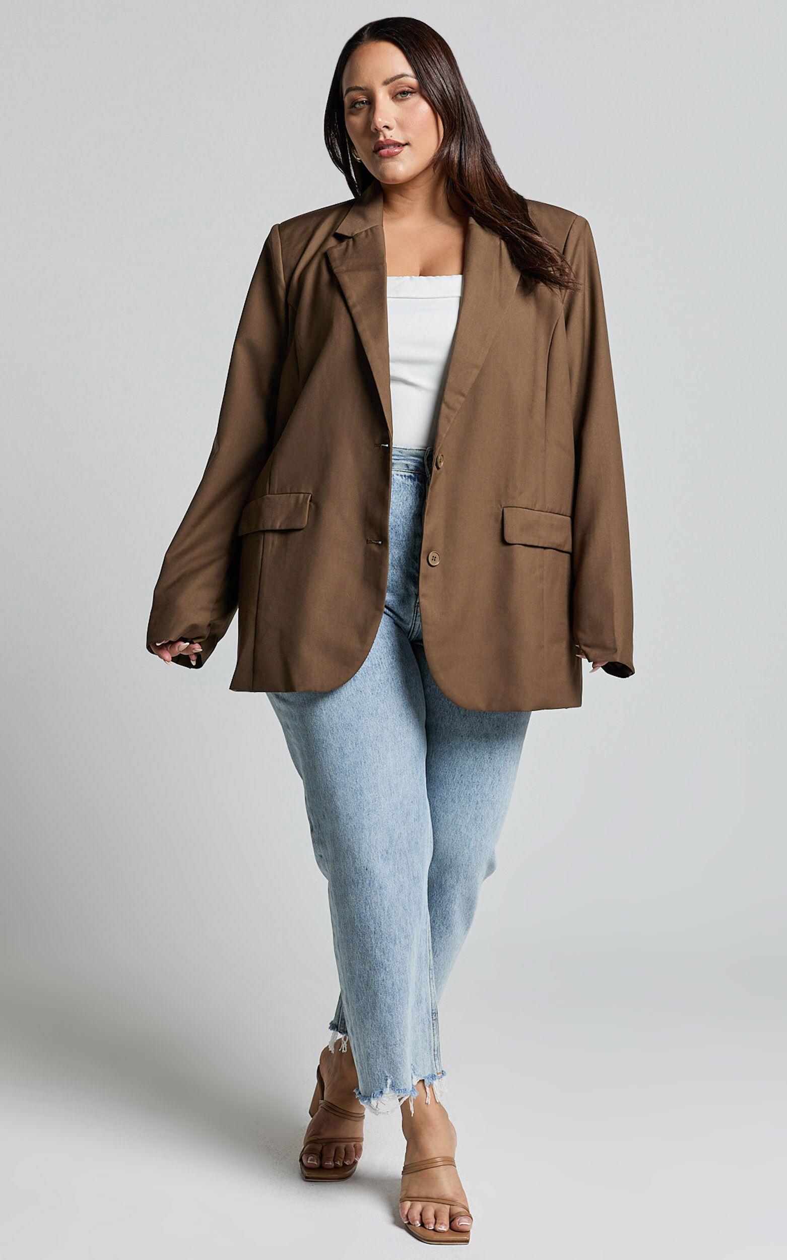 Izara Blazer - Oversized Boyfriend Fit Blazer in Oak Product Image