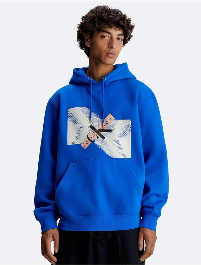 Calvin Klein Mens Skyscraper Monogram Logo Graphic Hoodie - Blue - XL Product Image