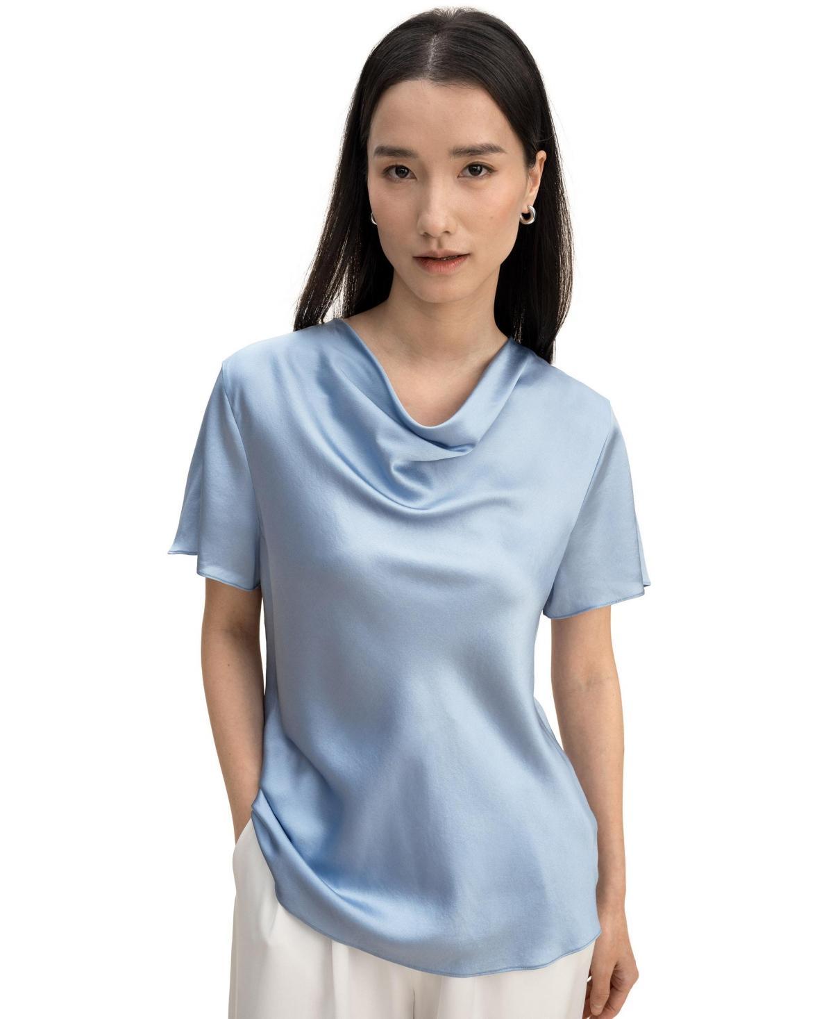 Lilysilk Womens Cowl Neck Short Sleeves Silk T-Shirt for Women Product Image