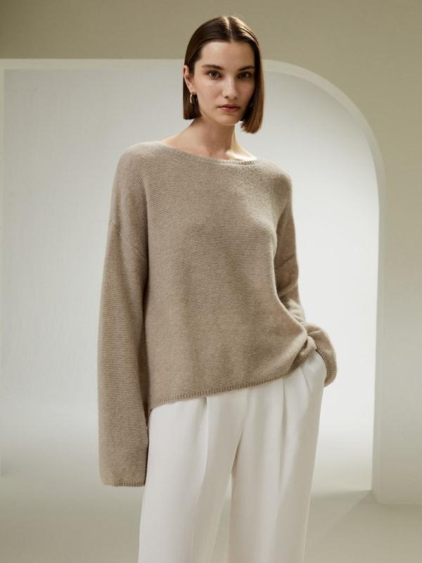 Relaxed Fit Drop-Shoulder Silk Cashmere Blend Sweatshirt Product Image