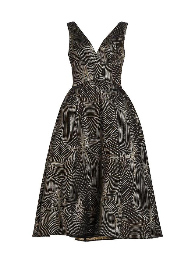 Womens Metallic Jacquard Midi-Dress Product Image