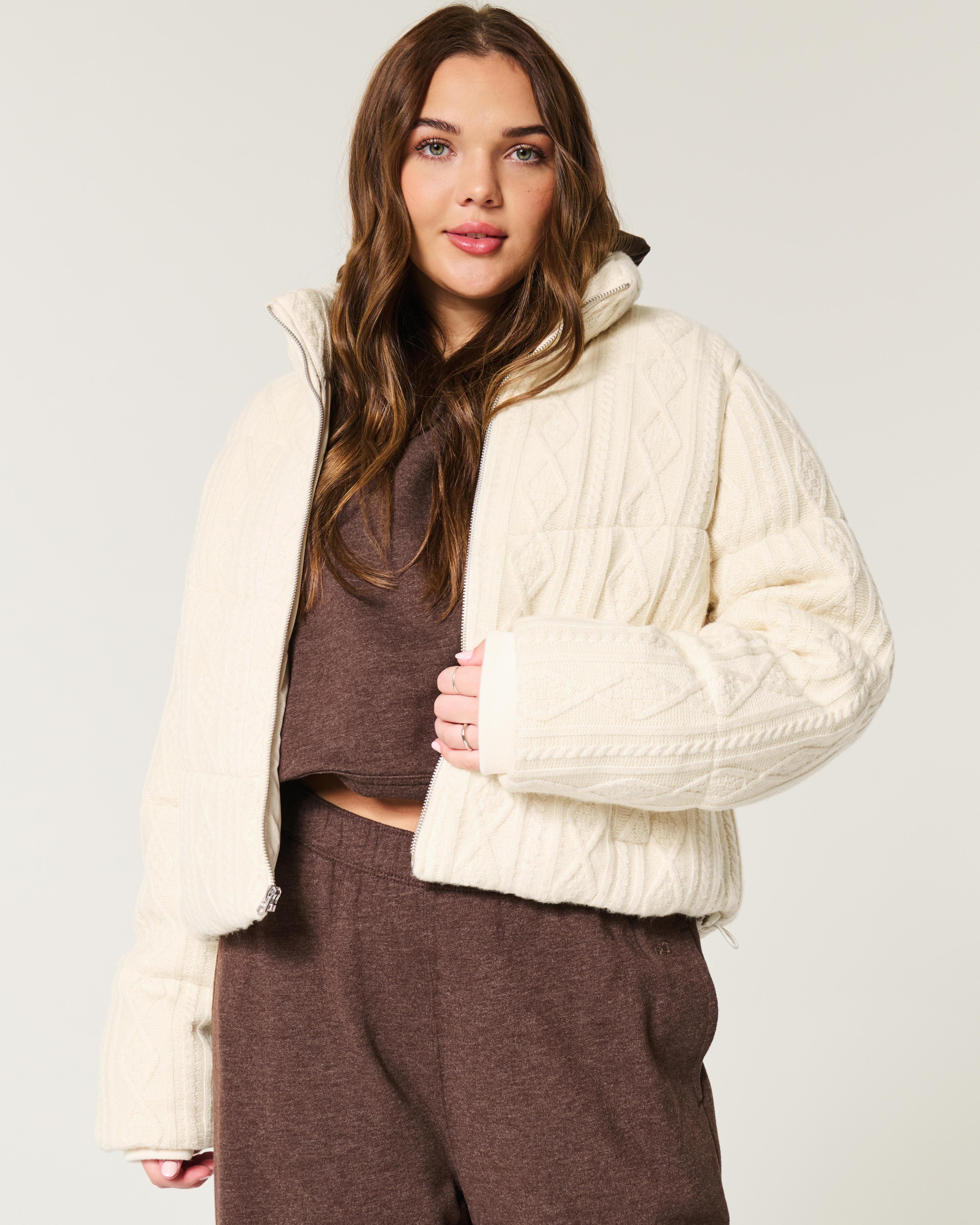 Sweater-Knit Mini Puffer Jacket Product Image