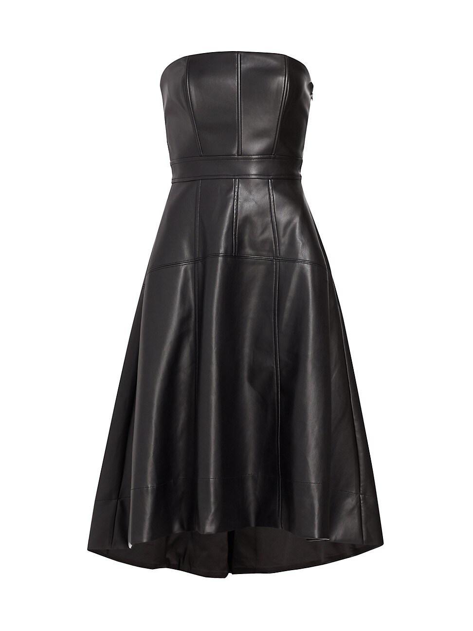 Womens Dawn Faux Leather Bustier Midi-Dress Product Image