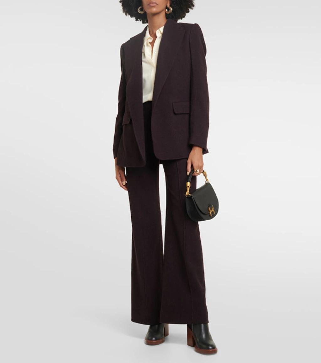 CHLOÉ Wool And Cashmere Flared Pants In Brown Product Image