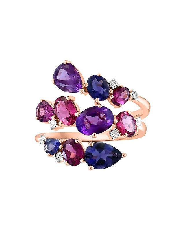 Womens 14K Rose Gold & Multi-Gemstone Wrap Ring Product Image