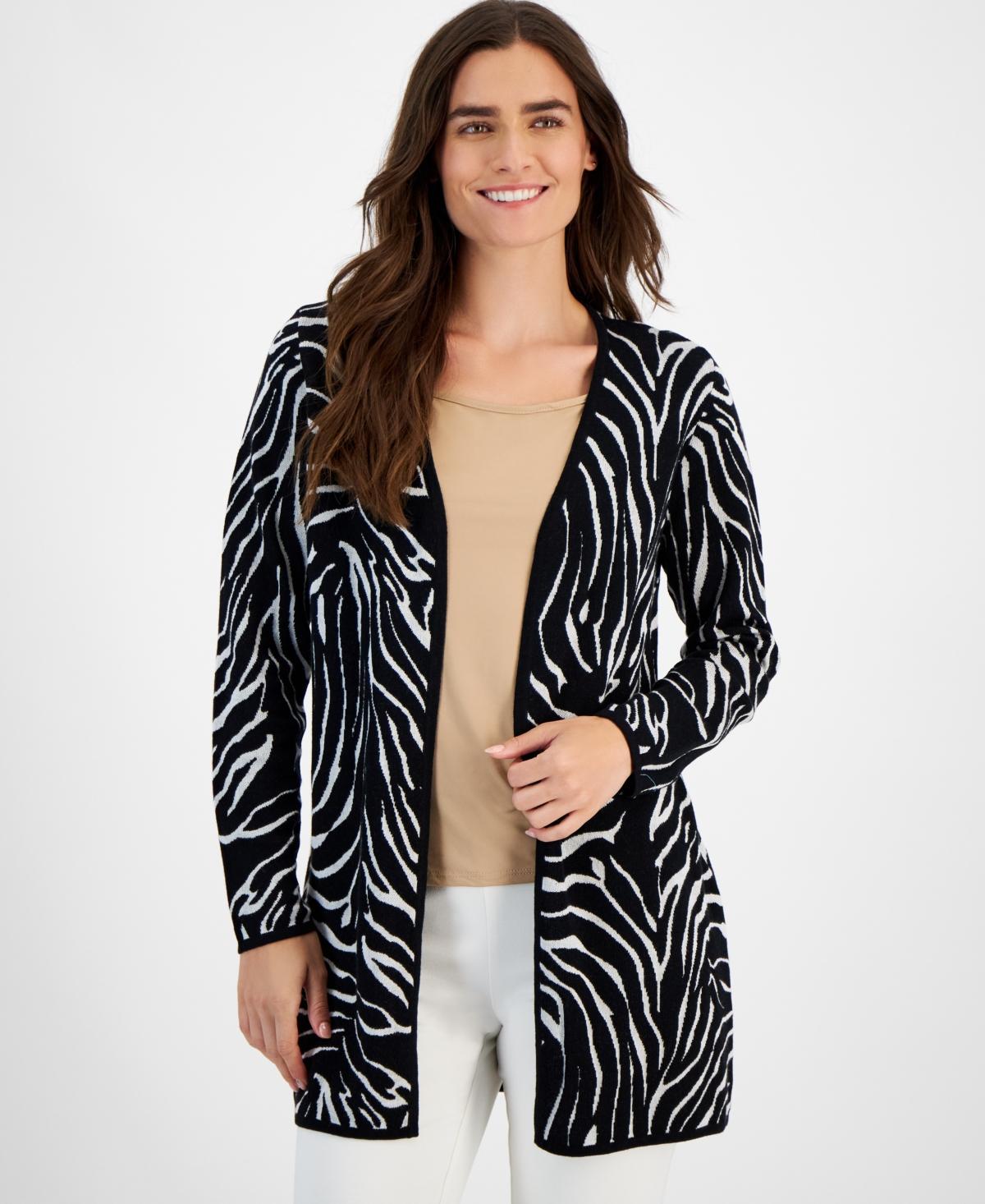 Jm Collection Womens Zebra-Print Open-Front Cardigan, Created for Macys Product Image