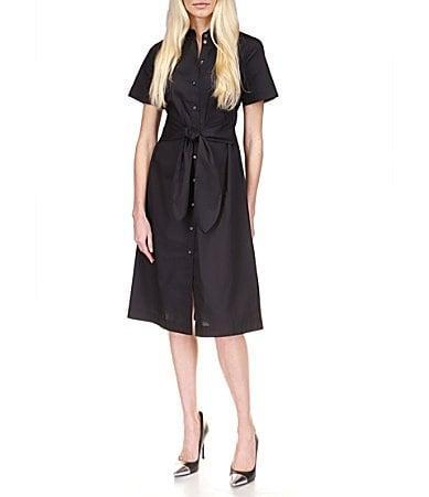 MICHAEL Michael Kors Short Sleeve Self-Tie Belted Button Front Shirt Dress Product Image