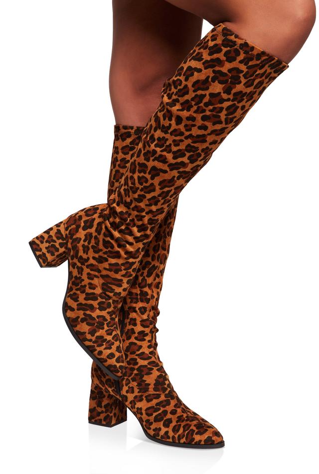 Womens Faux Suede Block Heel Tall Boots Product Image