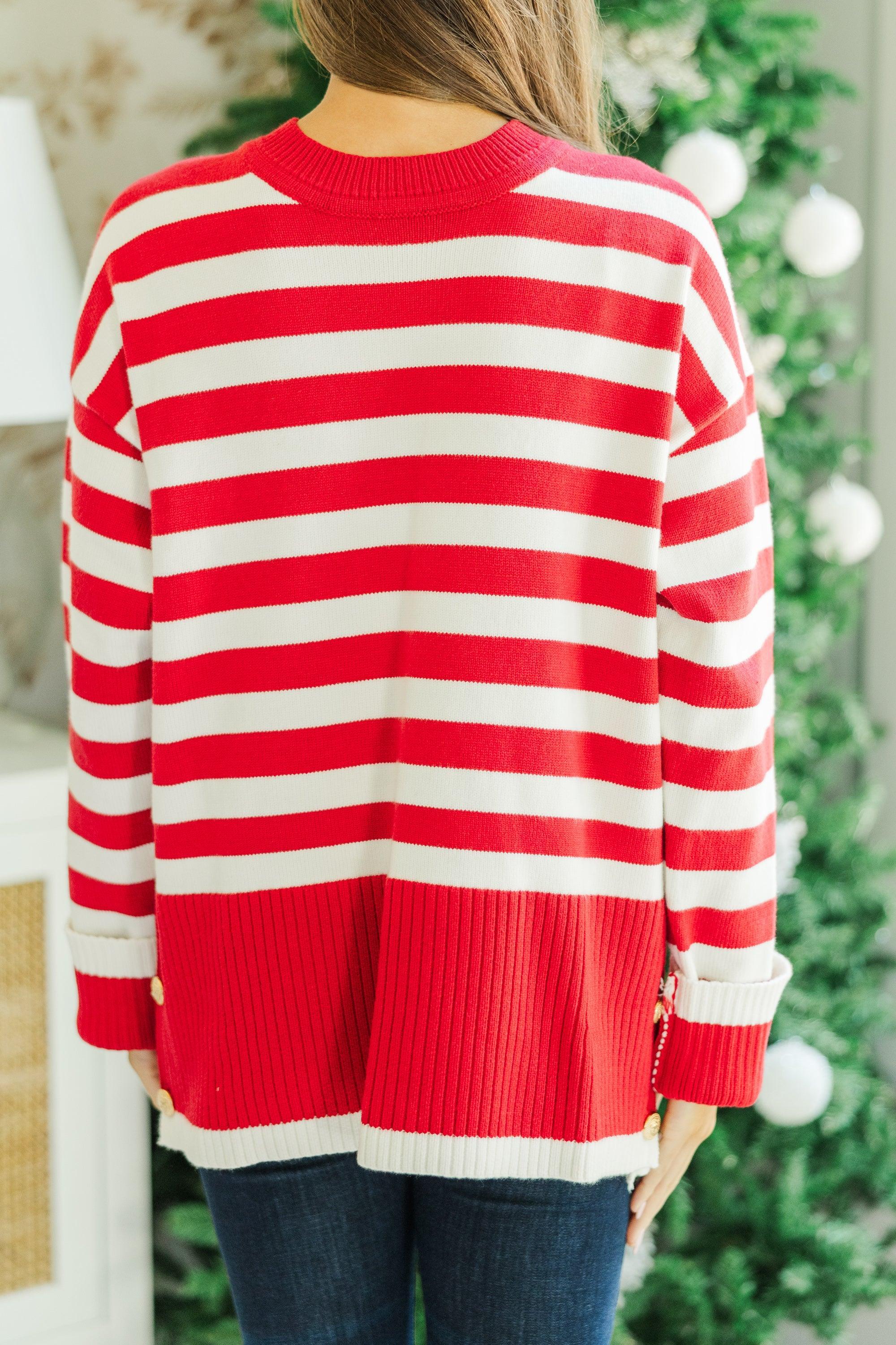 Just Stay With Me Red Striped Sweater Female Product Image