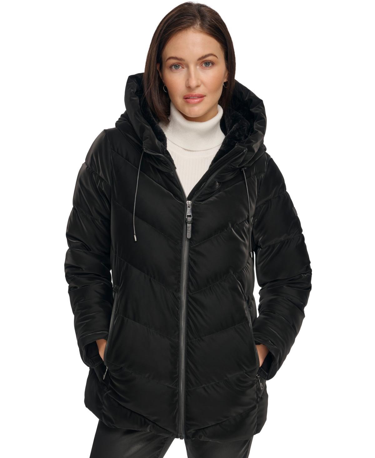 Dkny Womens Hooded Puffer Coat Product Image