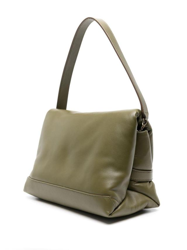 Puffy Chain Leather Tote Bag In Green Product Image