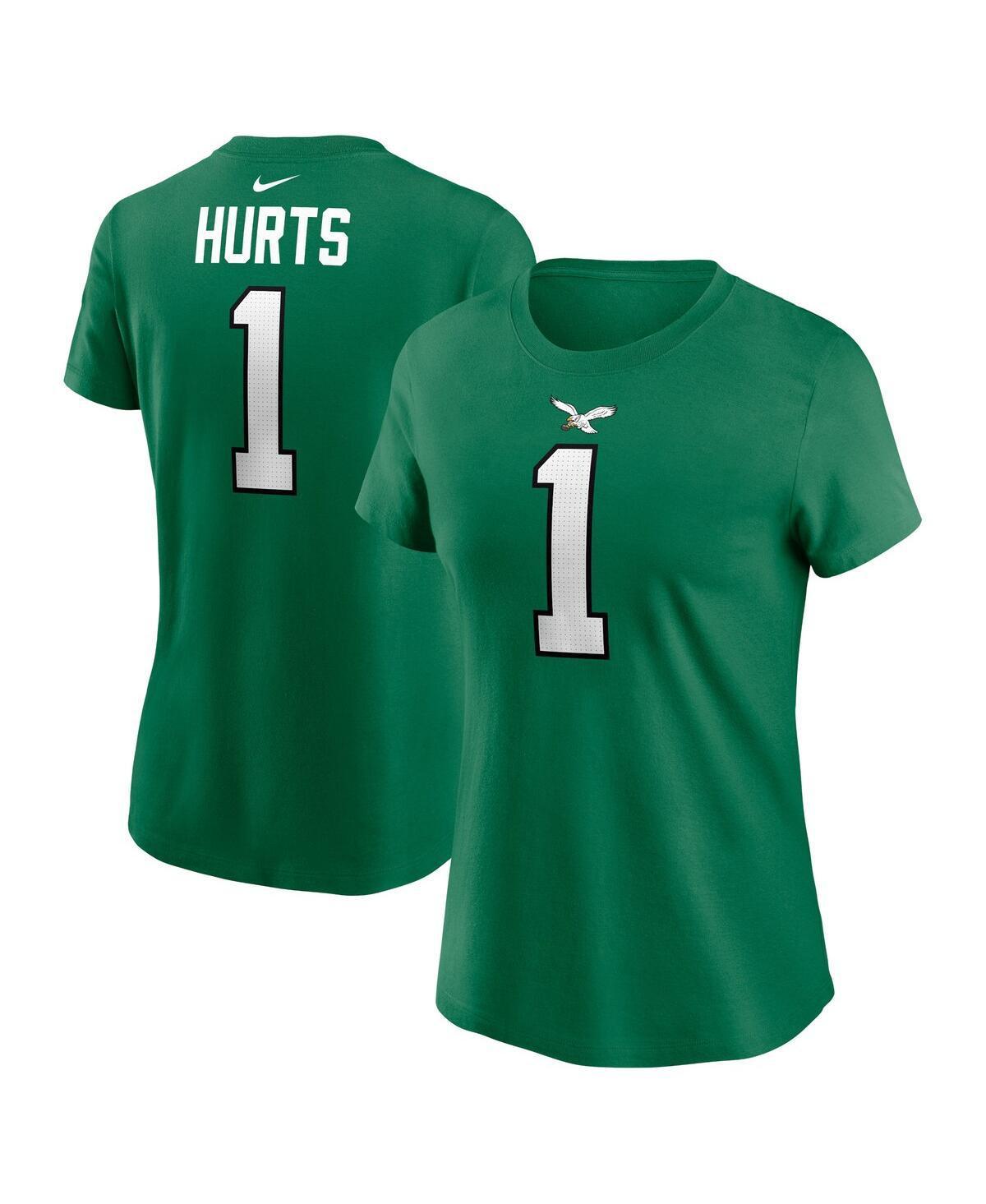 Womens Nike Jalen Hurts Kelly Green Philadelphia Eagles Player Name and Number T-shirt Product Image