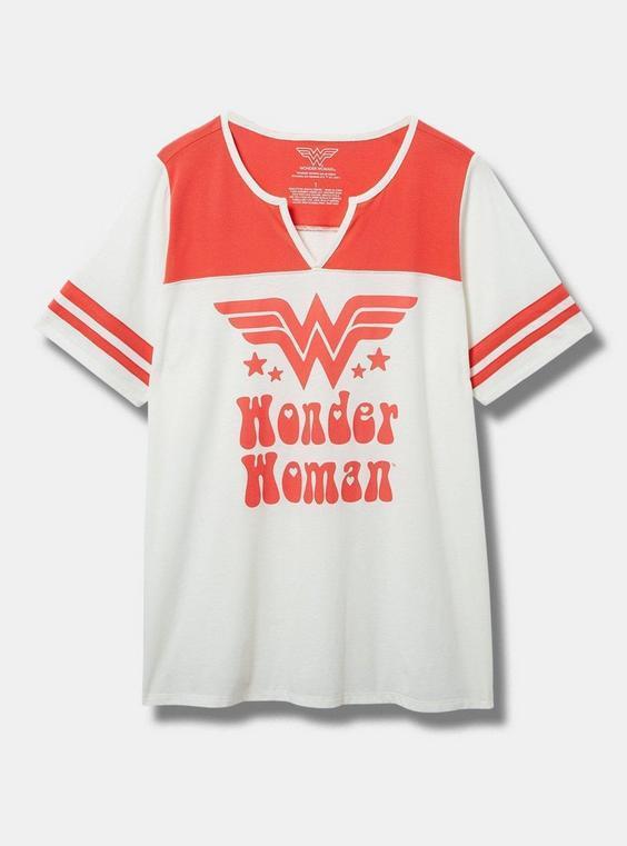 Wonder Woman Fit Notch Neck Varsity Tee Product Image