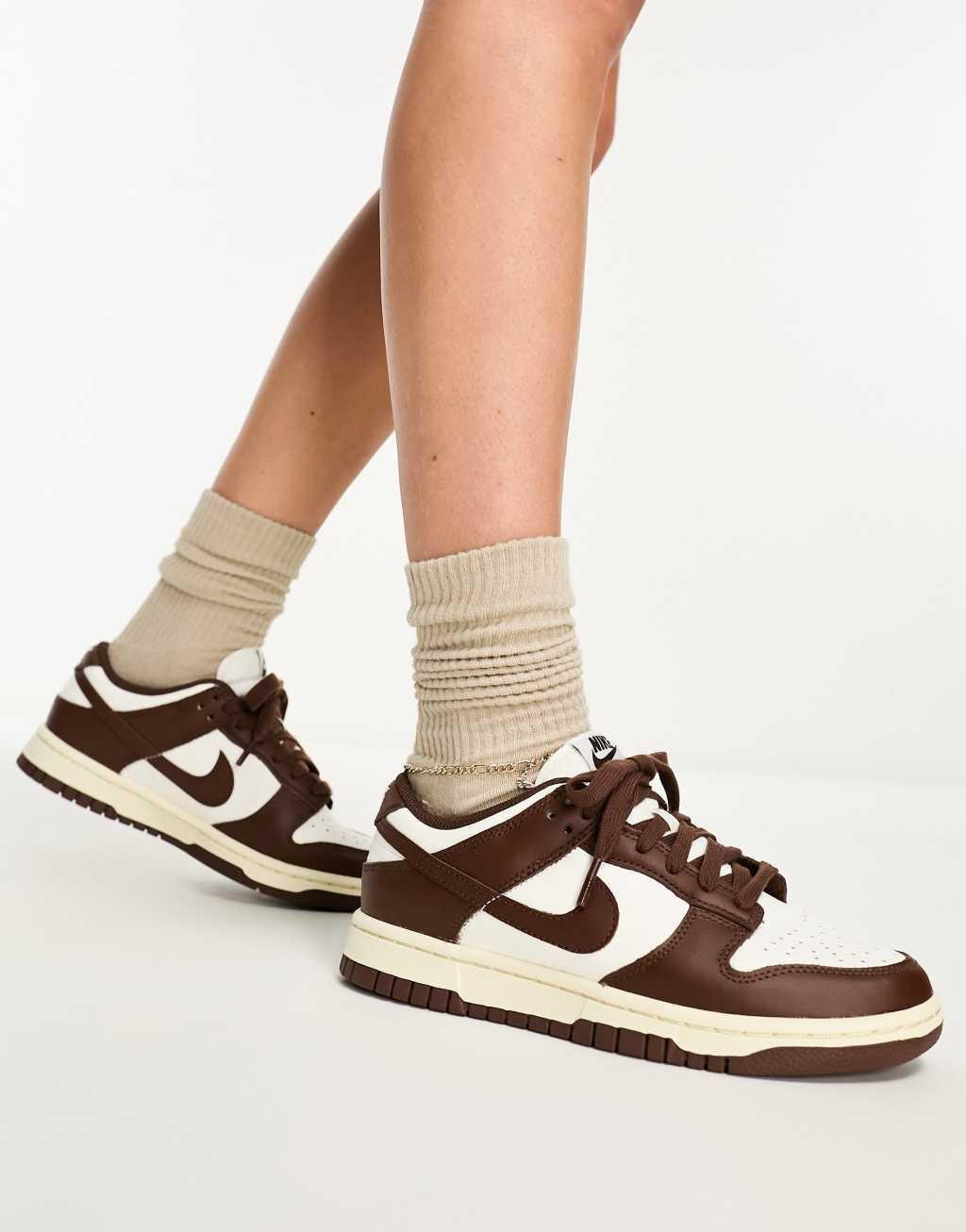 Nike Dunk Low sneakers in brown and off white  Product Image