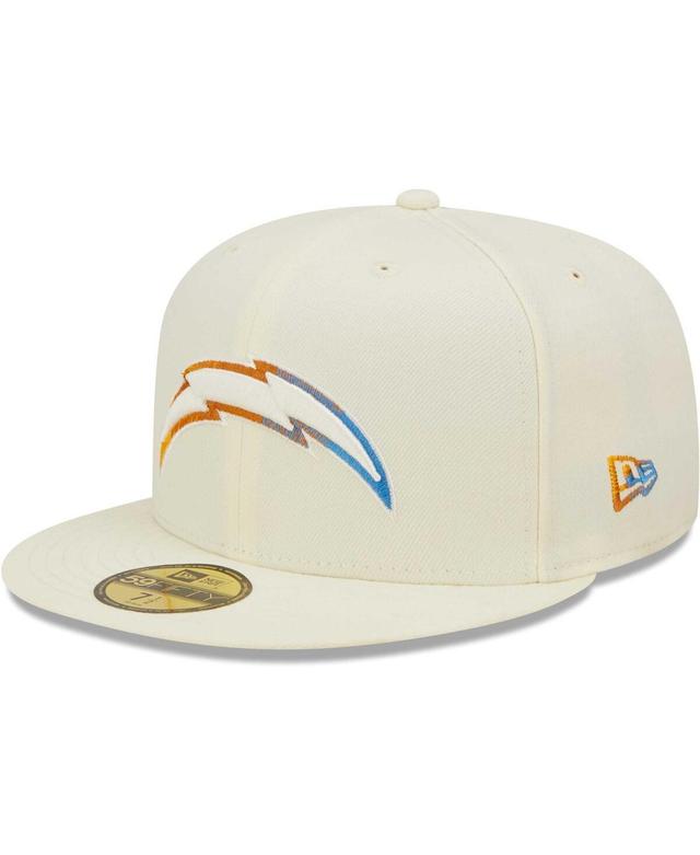 Mens New Era Cream Los Angeles Chargers Chrome Dim 59FIFTY Fitted Hat Product Image