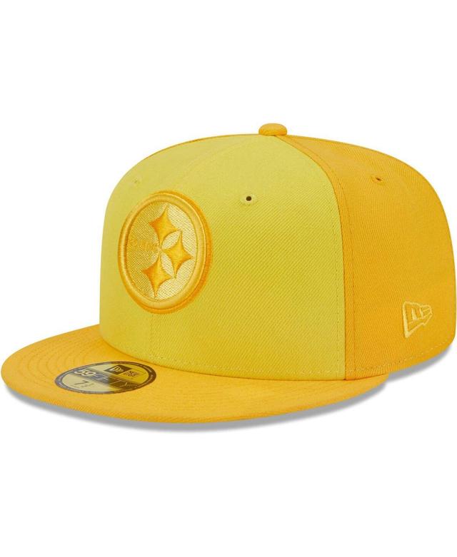 Mens New Era Gold Pittsburgh Steelers Tri-Tone 59FIFTY Fitted Hat Product Image