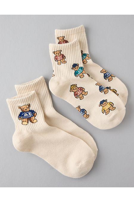 AE Teddy Bear Boyfriend Socks 2-Pack Women's Product Image