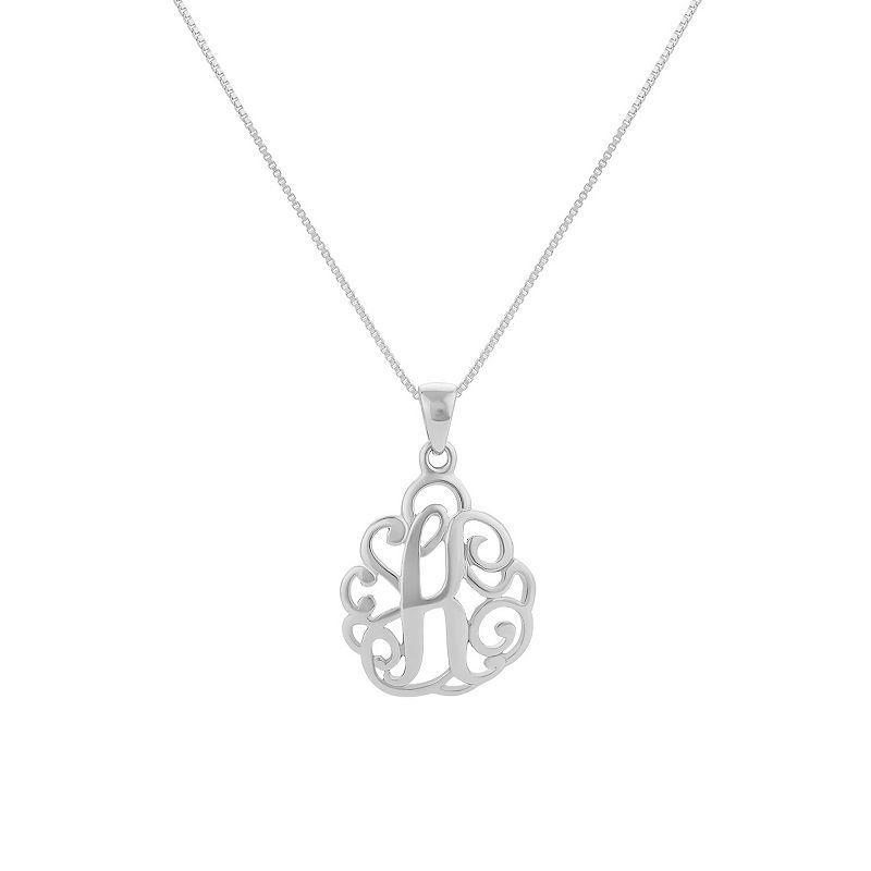 PRIMROSE Sterling Silver Monogram Initial Pendant Necklace, Womens Silver Tone S Product Image