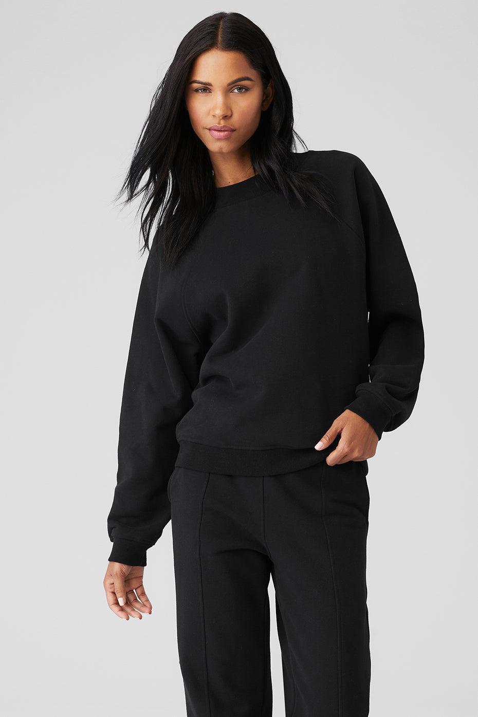 Heavy Weight Free Time Crew Neck Pullover - Black Female Product Image