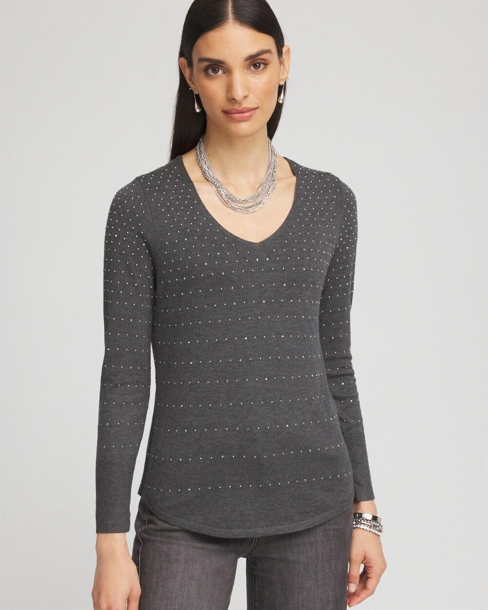 Studded V-Neck Sweater Product Image