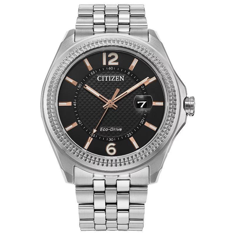 Citizen Mens Three Hand Stainless Steel Black Dial Bracelet Watch Product Image