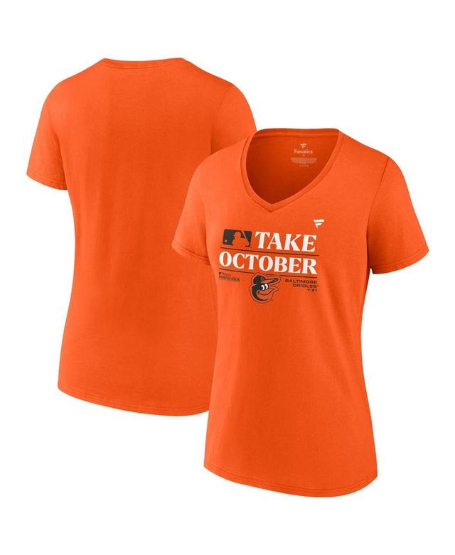 Womens Fanatics Orange Baltimore Orioles 2023 Postseason Locker Room V-Neck T-shirt Product Image