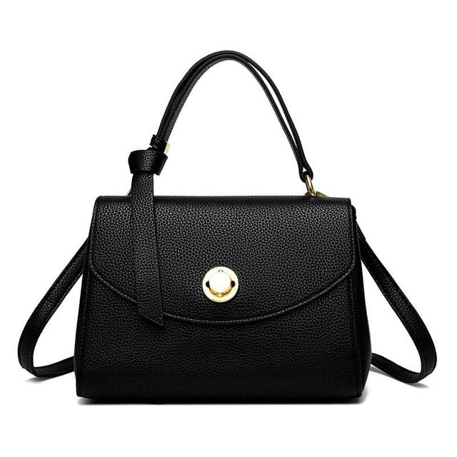 Top Handle Faux Leather Flap Crossbody Bag Product Image