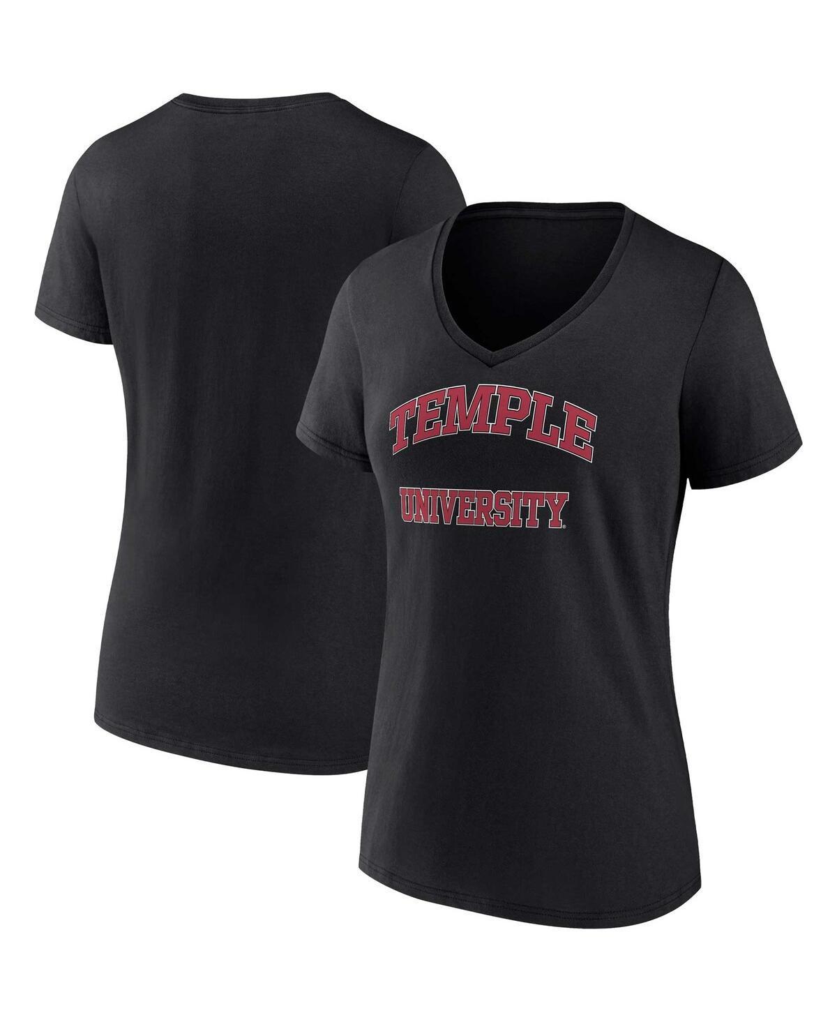 Womens Fanatics Black Temple Owls Evergreen Campus V-Neck T-shirt Product Image