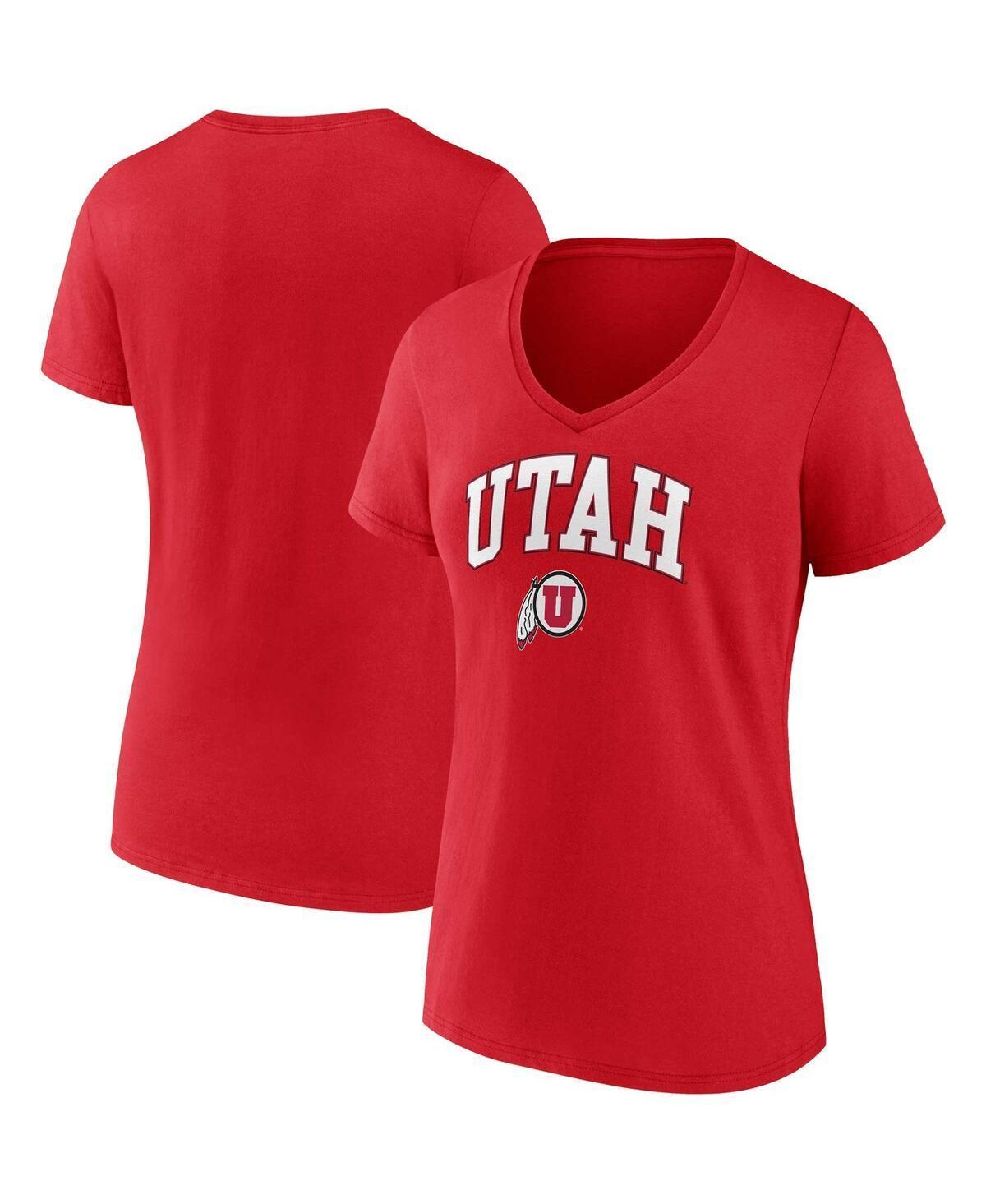 Womens Fanatics Red Utah Utes Evergreen Campus V-Neck T-shirt Product Image