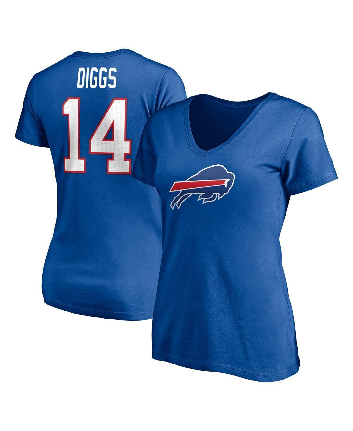 Womens Fanatics Stefon Diggs Royal Buffalo Bills Player Icon Name and Number V-Neck T-shirt Product Image