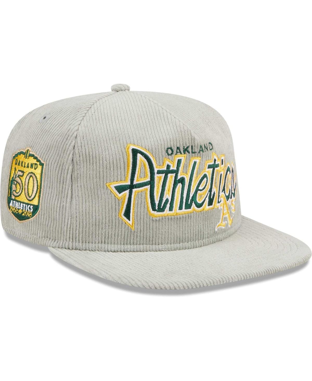 Mens New Era Gray Oakland Athletics Corduroy Golfer Adjustable Hat Product Image