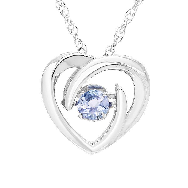 Boston Bay Diamonds Brilliance in Motion Sterling Silver Dancing Gemstone Heart Pendant, Womens Tanzanite Product Image