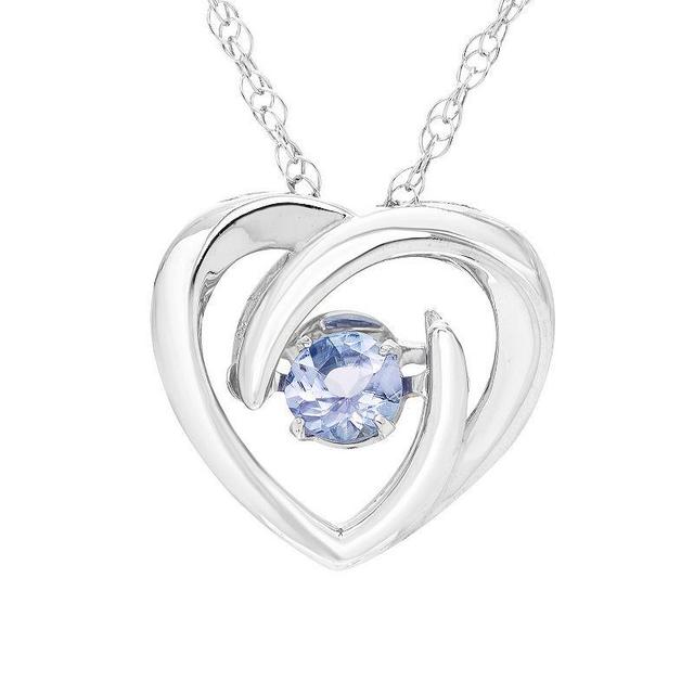 Boston Bay Diamonds Brilliance in Motion Sterling Silver Dancing Gemstone Heart Pendant, Womens Tanzanite Product Image