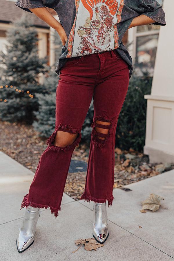 Risen The Eras High Waist Distressed Jean In Wine Product Image