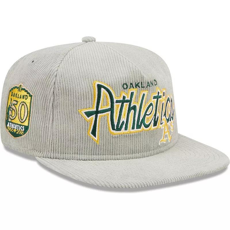 Mens New Era Gray Oakland Athletics Corduroy Golfer Adjustable Hat Product Image